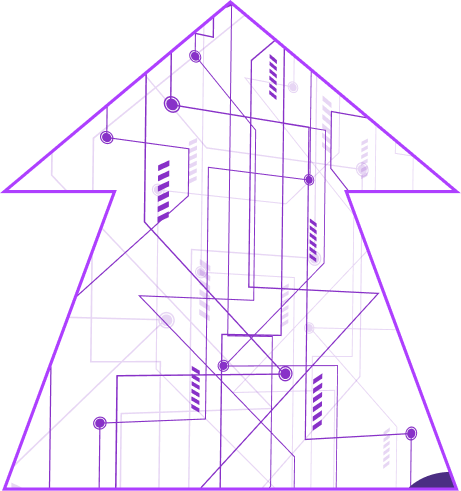 Illustration of an upward arrow built from circuitry, representing measurable gains from automation